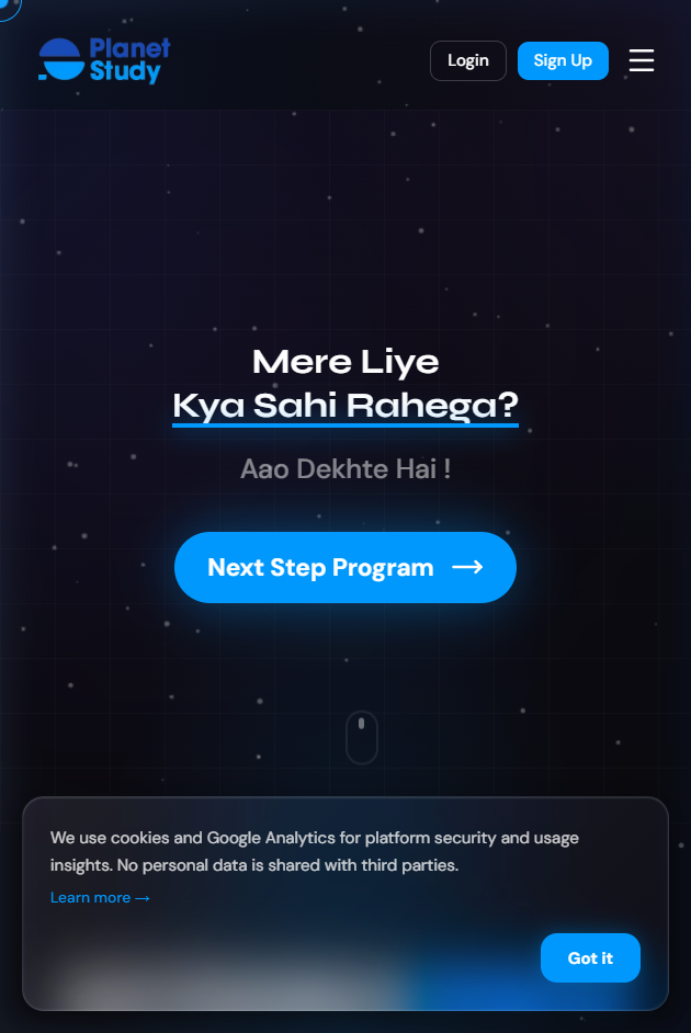 Planetstudy real homepage preview